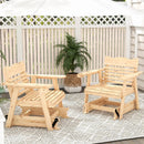 Outdoor Wood Rocking Chair with High Back and Widened Armrests by LJGDeals