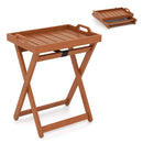Outdoor Wood Tray Table Portable Side End Table with Folding Frame by LJGDeals