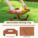 Outdoor Wood Tray Table Portable Side End Table with Folding Frame by LJGDeals
