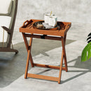 Outdoor Wood Tray Table Portable Side End Table with Folding Frame by LJGDeals