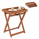 Outdoor Wood Tray Table Portable Side End Table with Folding Frame by LJGDeals