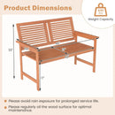 Outdoor Wooden Bench 2-Person Patio Bench with Slatted Backrest and Seat by LJGDeals