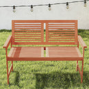 Outdoor Wooden Bench 2-Person Patio Bench with Slatted Backrest and Seat by LJGDeals