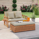 Outdoor Wooden Daybed with 4-Level Backrest and Removable Cushions-White by LJGDeals
