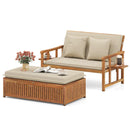 Outdoor Wooden Daybed with 4-Level Backrest and Removable Cushions-White by LJGDeals