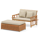 Outdoor Wooden Daybed with 4-Level Backrest and Removable Cushions-White by LJGDeals
