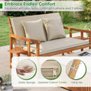 Outdoor Wooden Daybed with 4-Level Backrest and Removable Cushions-White by LJGDeals