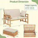 Outdoor Wooden Daybed with 4-Level Backrest and Removable Cushions-White by LJGDeals