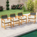 Outdoor Wooden Dining Chair Set of 2 with Armrests and Curved Back-White by LJGDeals