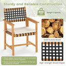 Outdoor Wooden Dining Chair Set of 2 with Armrests and Curved Back-White by LJGDeals