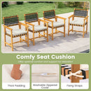 Outdoor Wooden Dining Chair Set of 2 with Armrests and Curved Back-White by LJGDeals
