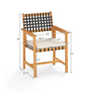Outdoor Wooden Dining Chair Set of 2 with Armrests and Curved Back-White by LJGDeals
