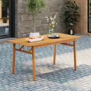 Outdoor Wooden Dining Table with Umbrella Hole and Stable Base by LJGDeals