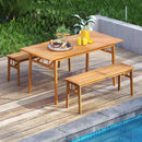 Outdoor Wooden Dining Table with Umbrella Hole and Stable Base by LJGDeals