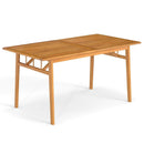 Outdoor Wooden Dining Table with Umbrella Hole and Stable Base by LJGDeals