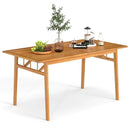 Outdoor Wooden Dining Table with Umbrella Hole and Stable Base by LJGDeals