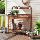 Outdoor Wooden Garden Table Work Station with Storage Shelves and Drawer-Coffee by DirectDeals
