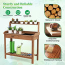 Outdoor Wooden Garden Table Work Station with Storage Shelves and Drawer-Coffee by LJGDeals