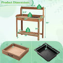 Outdoor Wooden Garden Table Work Station with Storage Shelves and Drawer-Coffee by LJGDeals