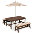 Outdoor Wooden Kids Picnic Table with Removable Umbrella and Cushions by LJGDeals