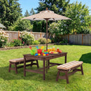 Outdoor Wooden Kids Picnic Table with Removable Umbrella and Cushions by LJGDeals