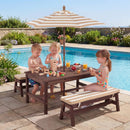 Outdoor Wooden Kids Picnic Table with Removable Umbrella and Cushions by LJGDeals