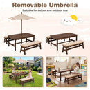 Outdoor Wooden Kids Picnic Table with Removable Umbrella and Cushions by LJGDeals
