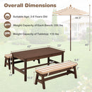 Outdoor Wooden Kids Picnic Table with Removable Umbrella and Cushions