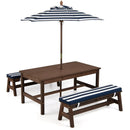 Outdoor Wooden Kids Picnic Table with Removable Umbrella and Cushions by LJGDeals