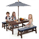 Outdoor Wooden Kids Picnic Table with Removable Umbrella and Cushions by LJGDeals