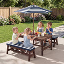 Outdoor Wooden Kids Picnic Table with Removable Umbrella and Cushions by LJGDeals