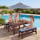 Outdoor Wooden Kids Picnic Table with Removable Umbrella and Cushions