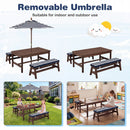 Outdoor Wooden Kids Picnic Table with Removable Umbrella and Cushions by DirectDeals