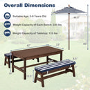 Outdoor Wooden Kids Picnic Table with Removable Umbrella and Cushions by LJGDeals