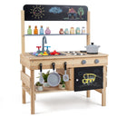 Outdoor Wooden Mud Kitchen for Kids with Sink and Stoves