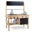 Outdoor Wooden Mud Kitchen for Kids with Sink and Stoves