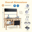 Outdoor Wooden Mud Kitchen for Kids with Sink and Stoves