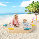Outdoor Solid Wood Sandbox with 6 Built-in Fan-shaped Seats by LJGDeals