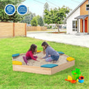 Outdoor Solid Wood Sandbox with 6 Built-in Fan-shaped Seats by LJGDeals