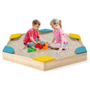 Outdoor Solid Wood Sandbox with 6 Built-in Fan-shaped Seats by LJGDeals