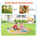 Outdoor Solid Wood Sandbox with 6 Built-in Fan-shaped Seats by DirectDeals