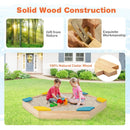 Outdoor Solid Wood Sandbox with 6 Built-in Fan-shaped Seats by LJGDeals