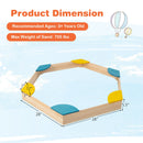 Outdoor Solid Wood Sandbox with 6 Built-in Fan-shaped Seats by DirectDeals