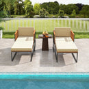 Patio Acacia Wood Armchair with Long Ottoman and Seat Back Cushions by LJGDeals