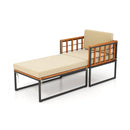 Patio Acacia Wood Armchair with Long Ottoman and Seat Back Cushions by LJGDeals