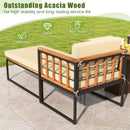 Patio Acacia Wood Armchair with Long Ottoman and Seat Back Cushions by LJGDeals