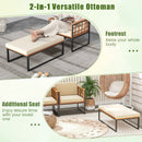 Patio Acacia Wood Armchair with Long Ottoman and Seat Back Cushions by LJGDeals