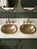 Silver Oval Brass Sink - Engraved Bathroom Sink