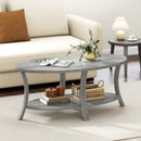 Oval Coffee Table 2-Tier Center Table with Storage Shelf-Gray by LJGDeals