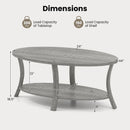 Oval Coffee Table 2-Tier Center Table with Storage Shelf-Gray by LJGDeals